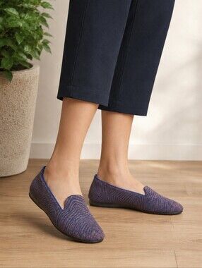 Rothy's The Loafer Brown Black Metallic Retired Print Knit Flats Size 10
